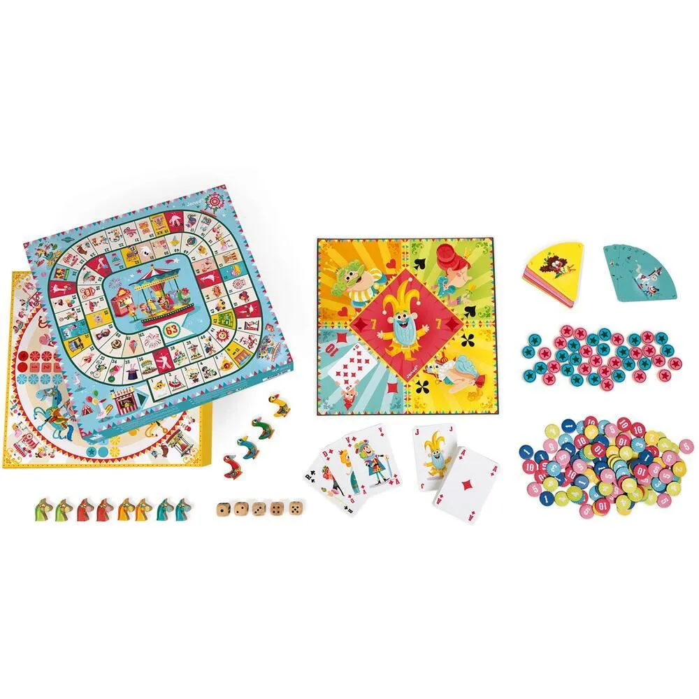 COFFRET MULTI JEUX CARROUSEL - EN BOIS ET CARTON