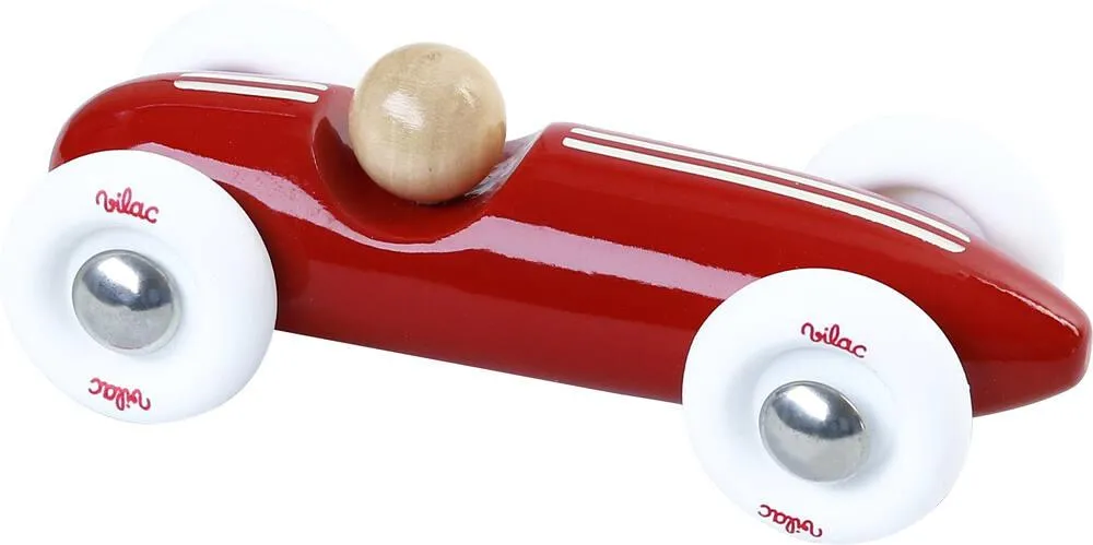 VOITURE DE COURSE VINTAGE GRAND PRIX EN BOIS -  ROUGE - PETIT MODELE