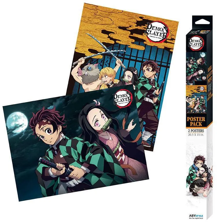DEMON SLAYER - SET 2 POSTERS CHIBI 52X38 - GROUPE ET DUO