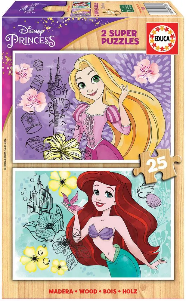 2 PUZZLES DE 25 PIECES - BOIS - DISNEY PRINCESS