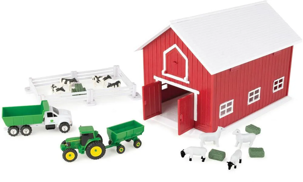 BRITAINS - JOHN DEERE - 1:64 COFFRET FERME AVEC 24 ACCESSOIRES