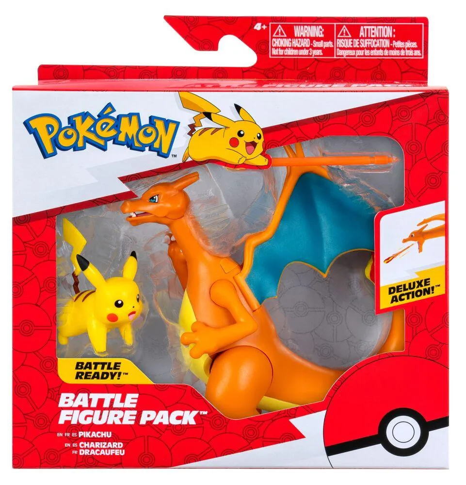 POKEMON - BATTLE FEATURE PACK - 11 CM DRACAUFEU, 5 CM PIKACHU