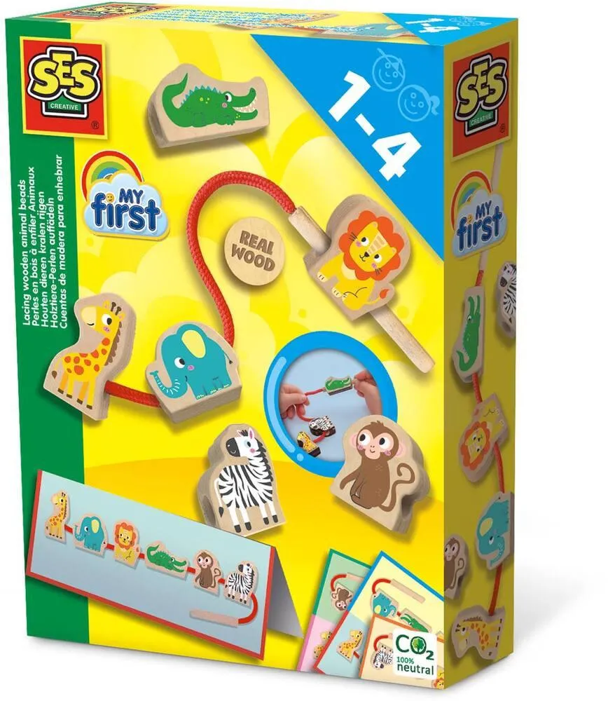 MY FIRST - PERLES EN BOIS À ENFILER ANIMAUX