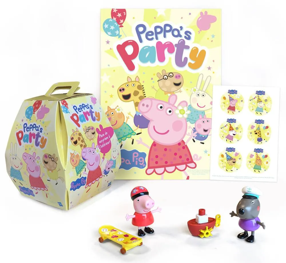 PEPPA PIG  BOITE SURPRISE AVEC FIGURINES STICKERS ET POSTER