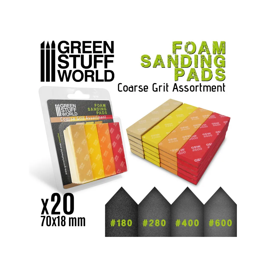 Assortiment d'Eponges de Ponçage Flexibles à Gros Grains