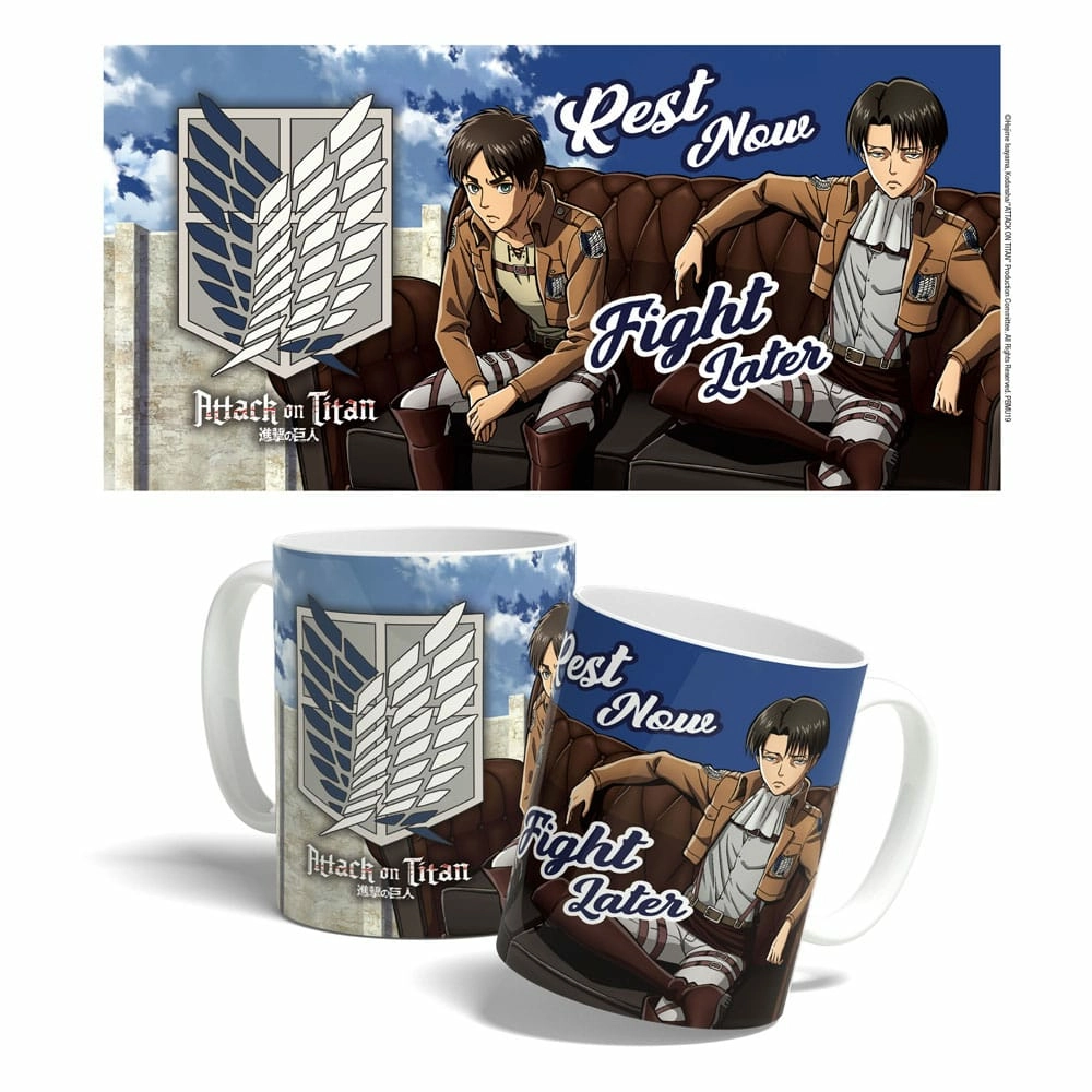 Attack on titan mug rest now, fight later 325 ml