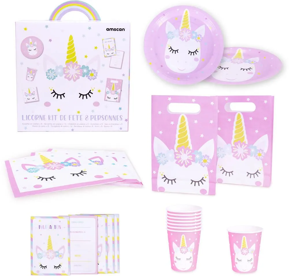 LICORNE KIT DE FETE 8 PERSONNES