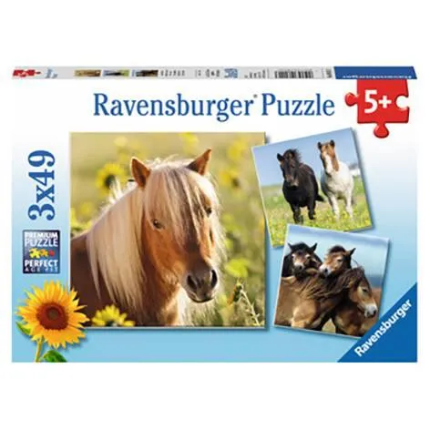3 PUZZLES DE 49 PIECES ADORABLES PONEYS