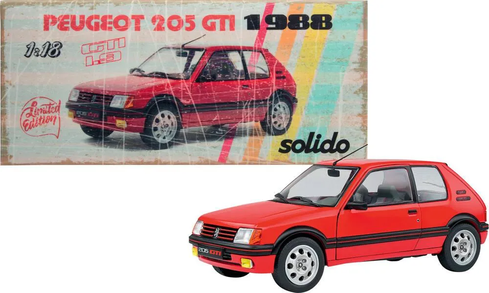 1/18 PEUGEOT 205 GTI 1.9K MK 1 ROUGE VALLELUNGA 1988