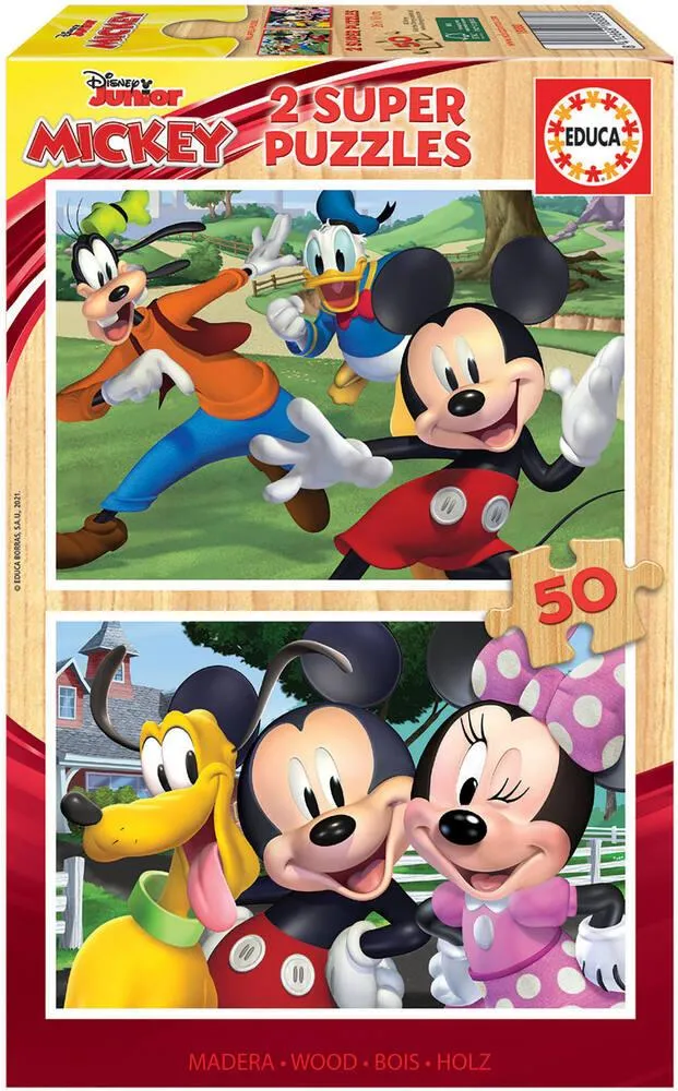 2 PUZZLES DE 50 PIECES - BOIS - MICKEY ET FRIENDS