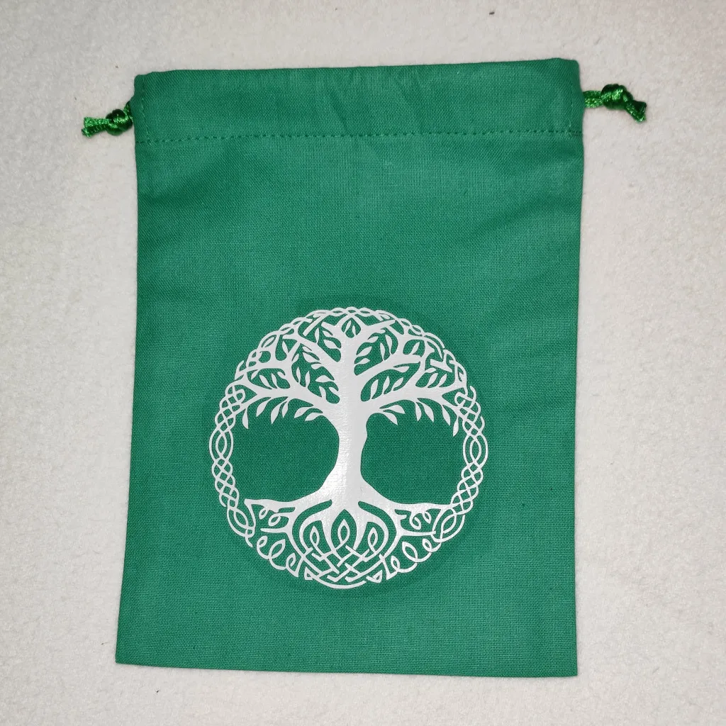 Bourse à dés verte Yggdrasil ou arbre de vie