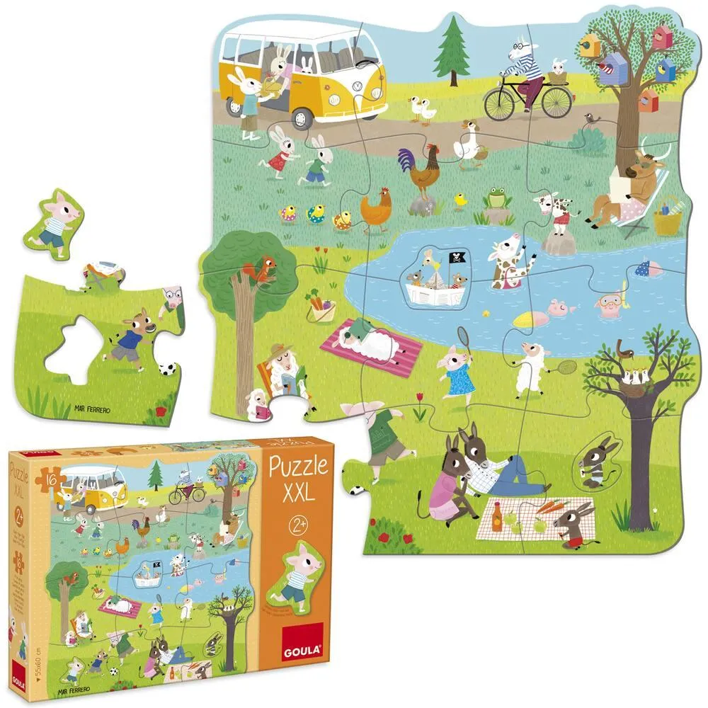 PUZZLE XXL CARTON 16 PIECES UNE JOURNEE A LA CAMPAGNE