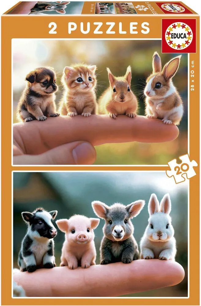 PUZZLE 2X20 PIECES BABY ANIMALS