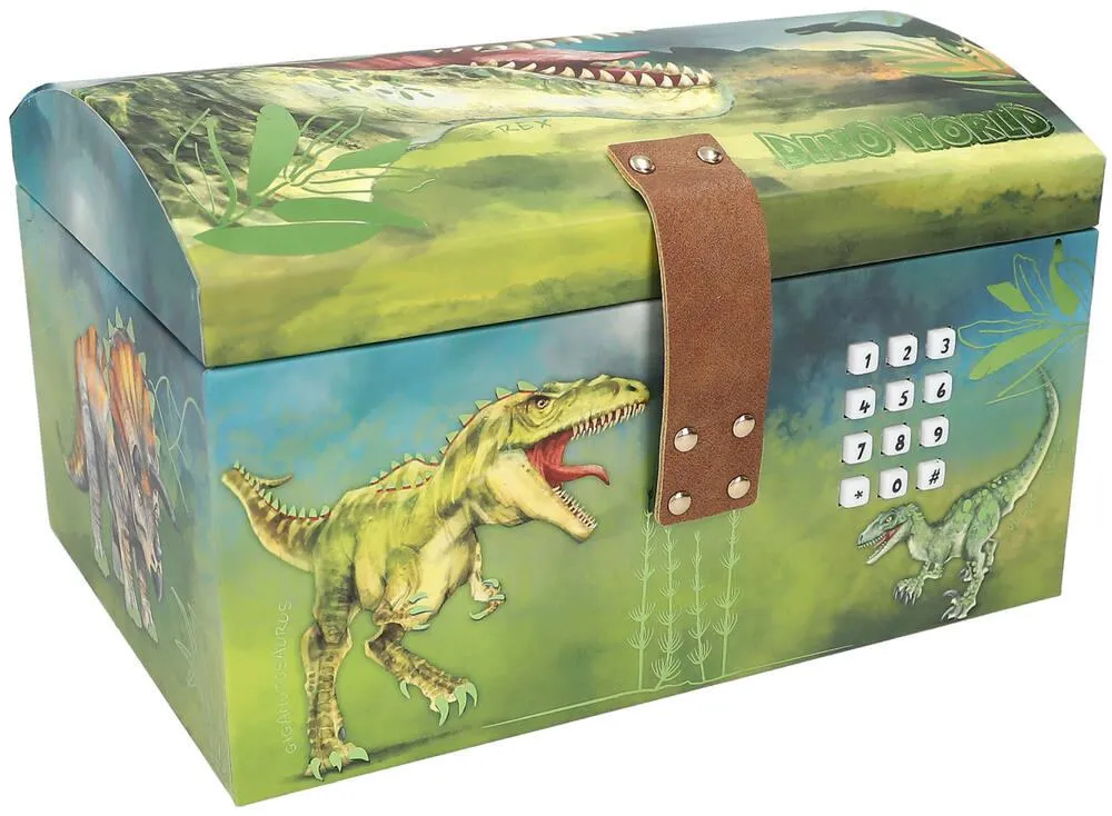 DINO WORLD COFFRE A TRESOR AVEC CODE - SON ET LUMIERE