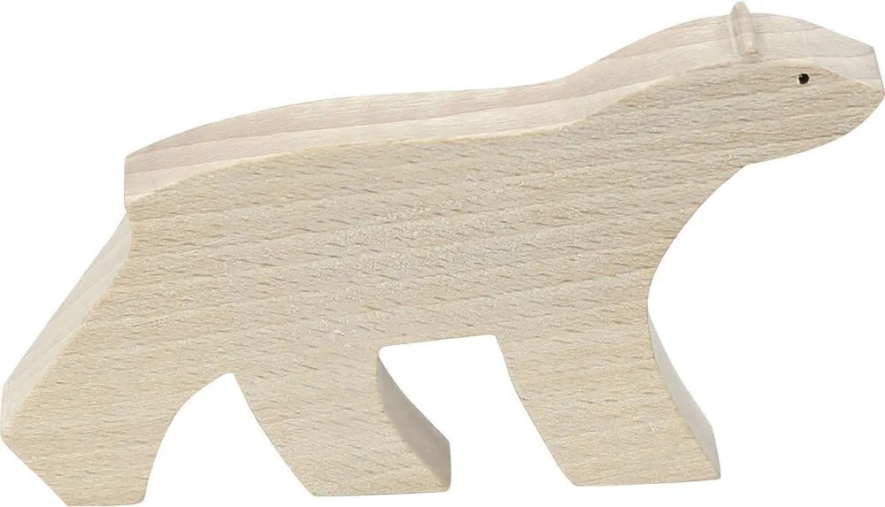 FIGURINE OURS BLANC POMPON EN BOIS