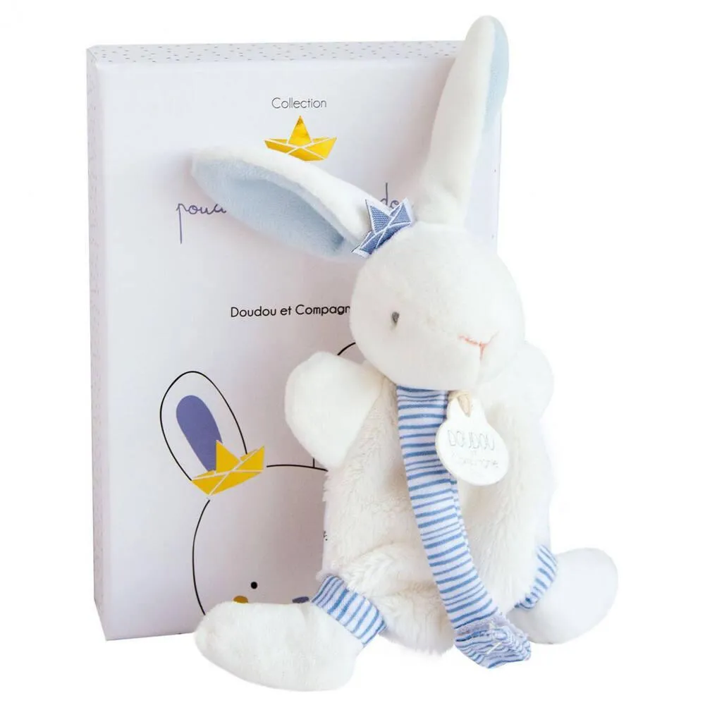 LAPIN MATELOT  - DOUDOU AVEC ATTACHE TÉTINE