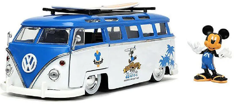 1/24 VOITURE VOLKSWAGEN COMBI W -MICKEY FIGURE BI-COLOR HOLLYWOOD RIDES 1963