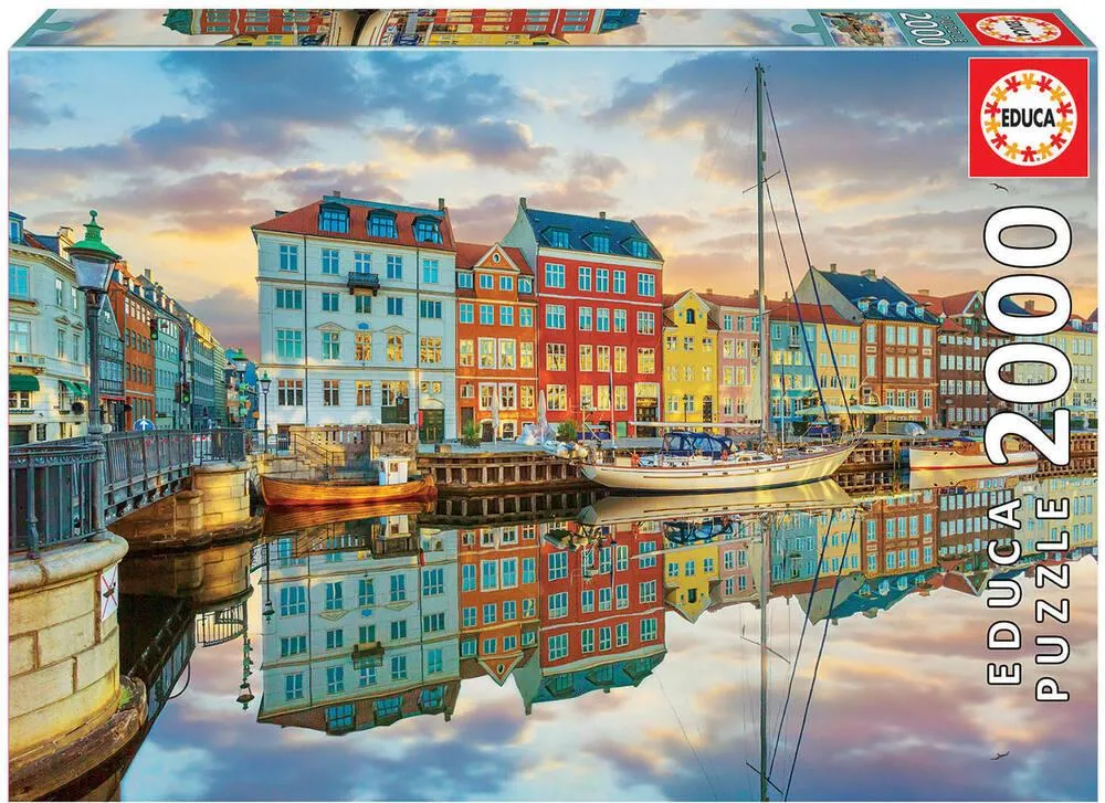 PUZZLE 2000 PIECES - COUCHER DE SOLEIL SUR LE PORT DE COPENHAGUE