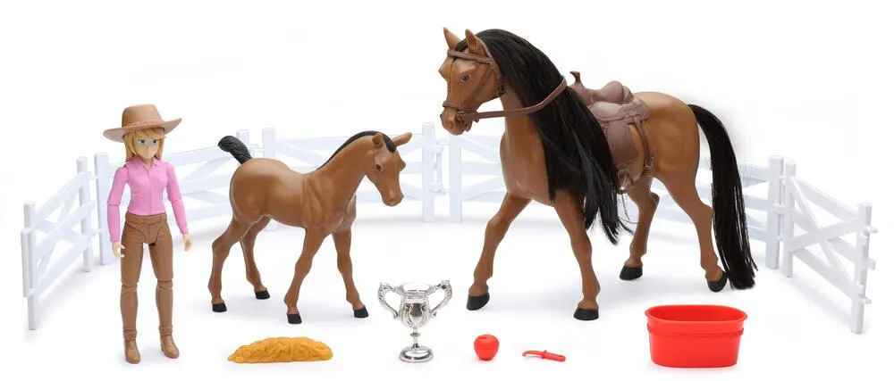 COFFRET VALLEY RANCH AVEC 1 CHEVAL  SONORE 1/9°+ PERSONNAGE