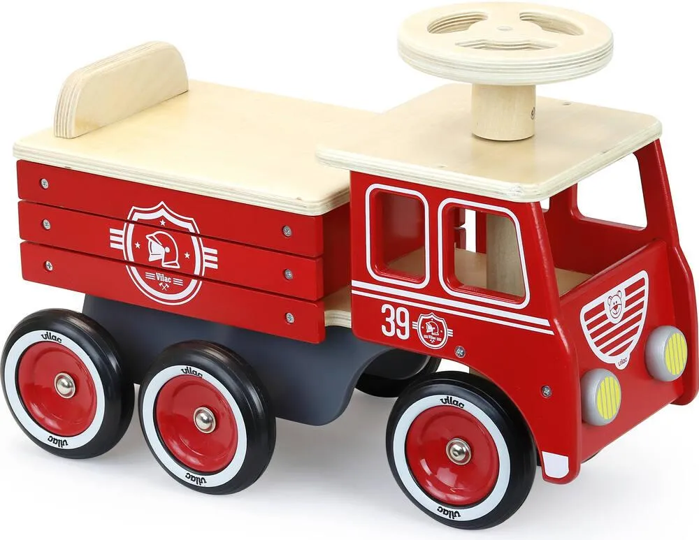 PORTEUR CAMION DE POMPIERS EN BOIS