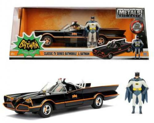 Dc comics - batman 1966 batmobile + figure metal die-cast - 1:24