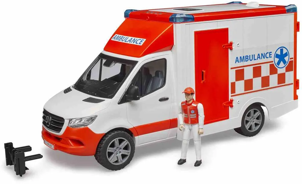 VEHICULE AMBULANCE MERCEDES BENZ SPRINTER AVEC CONDUCTEUR ET MODULE SON ET LUMIERE