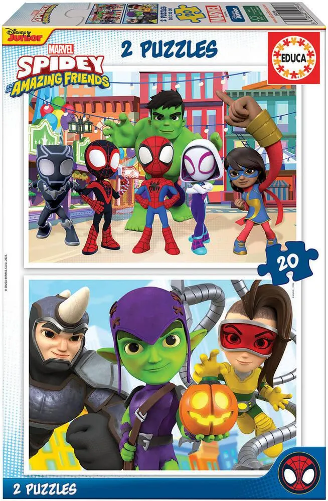 2 PUZZLES DE 20 PIECES - SPIDEY ET HIS AMAZING FRIENDS