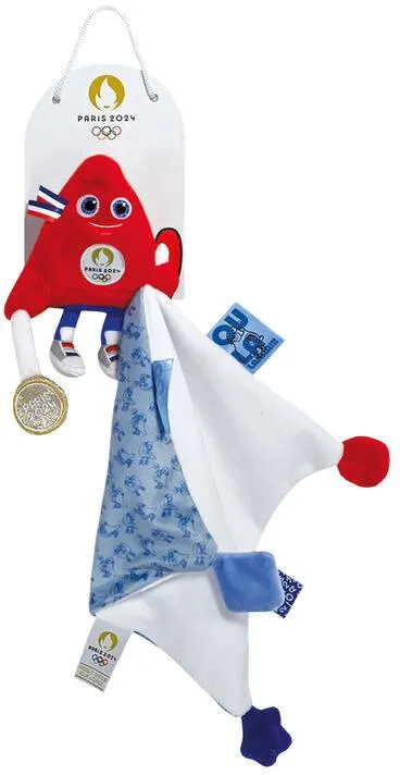 DOUDOU BEBE CHAMPION - PELUCHE MASCOTTE JEUX OLYMPIQUES PARIS 2024 - 22 CM