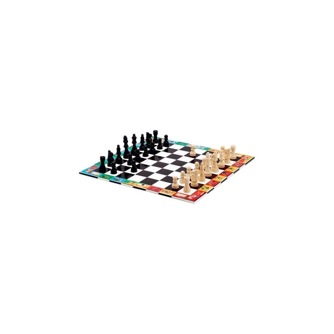 Jeu d'échecs et dames en bois