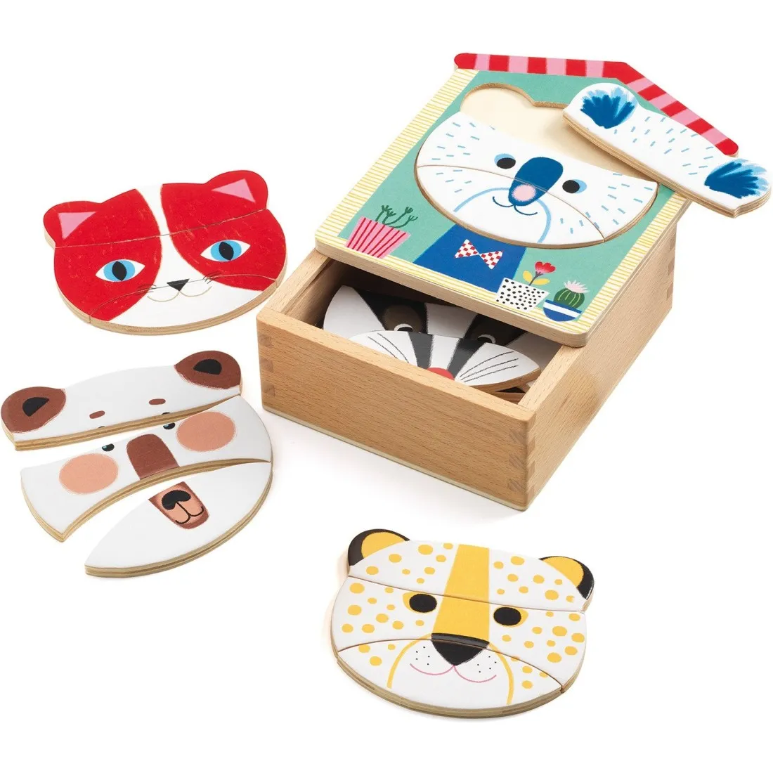 Puzzle apprentissage 18 pièces en bois : Face