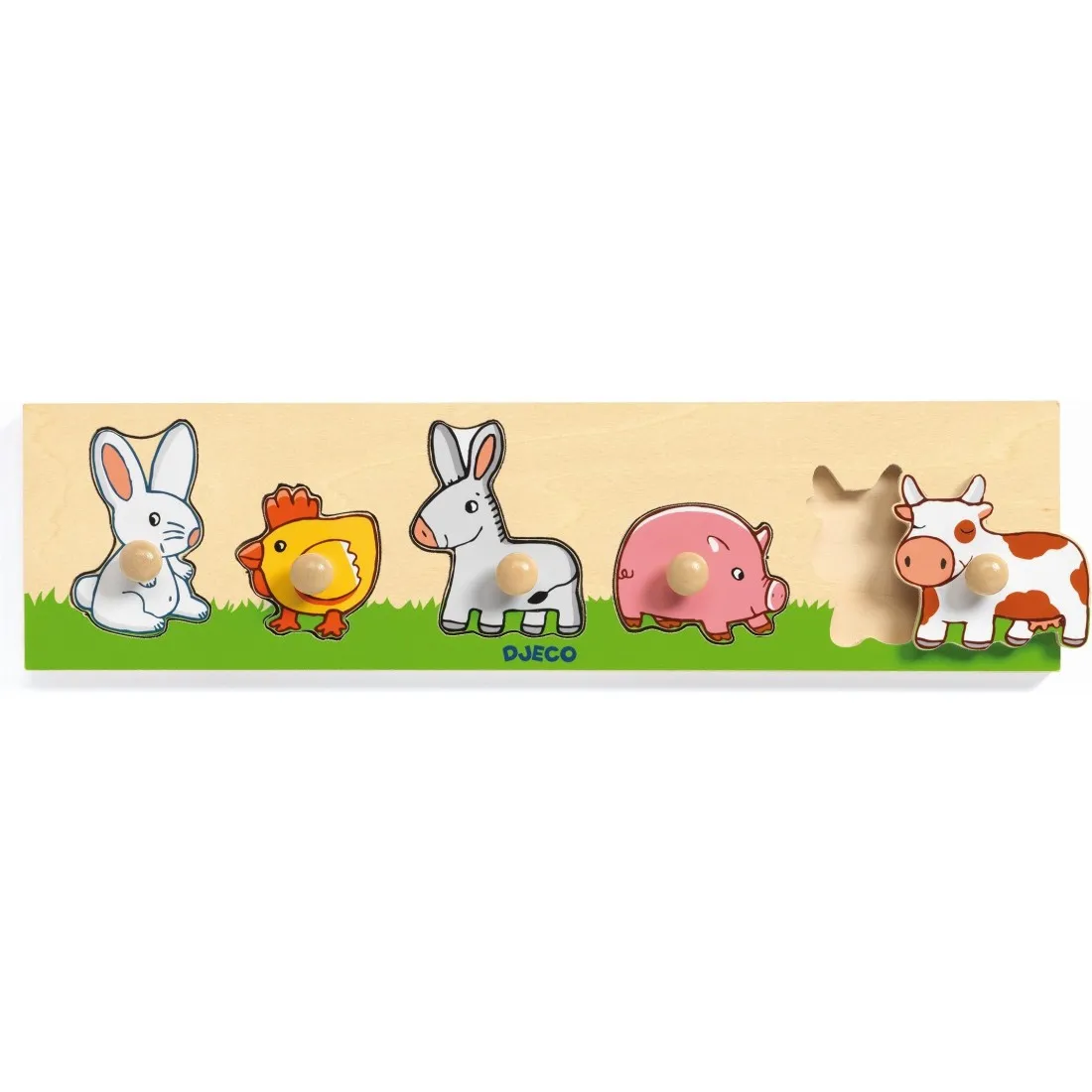 Puzzle Farm'n'co en bois encastrable - 6 animaux