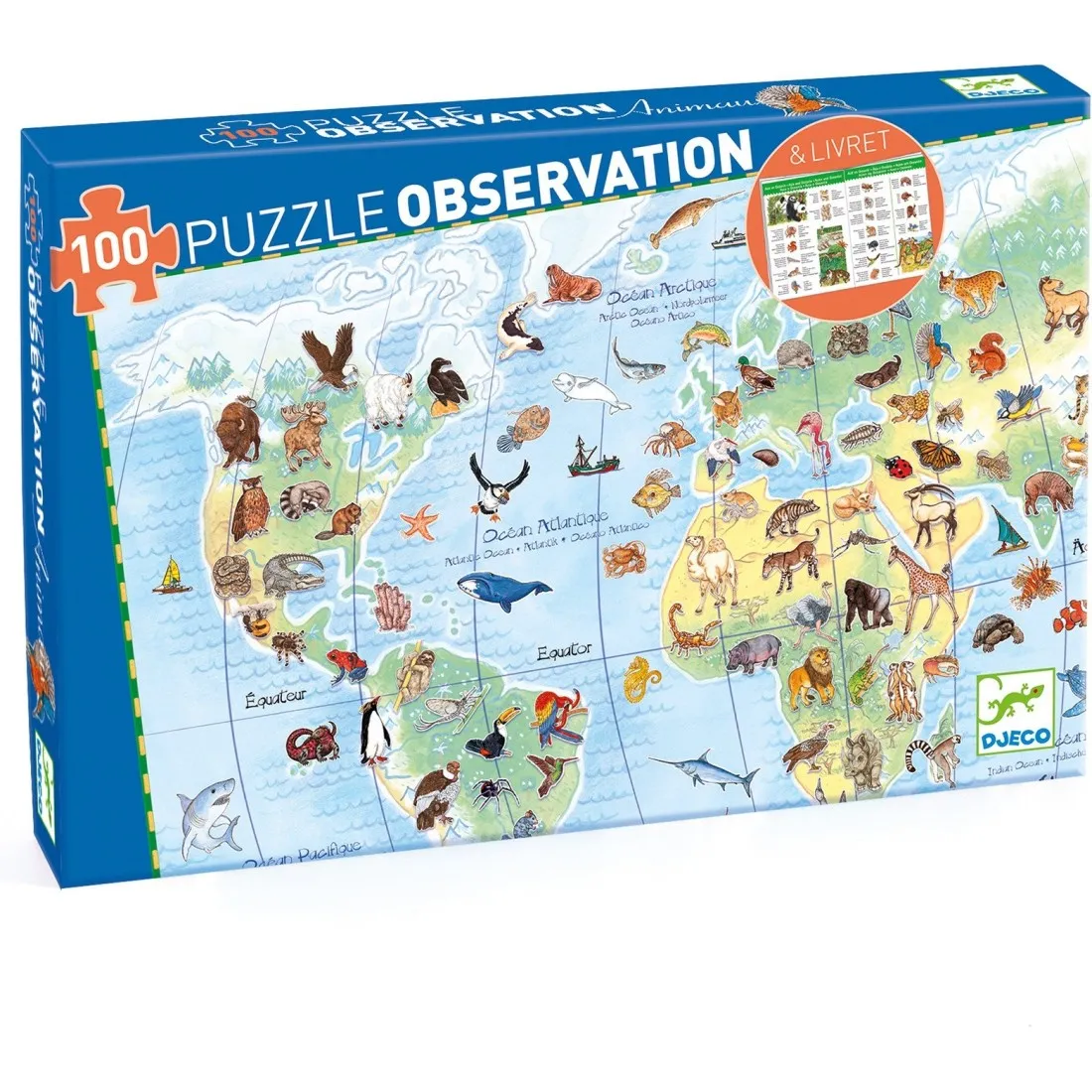 Puzzle Observation - Les animaux du monde 100 pièces + livret