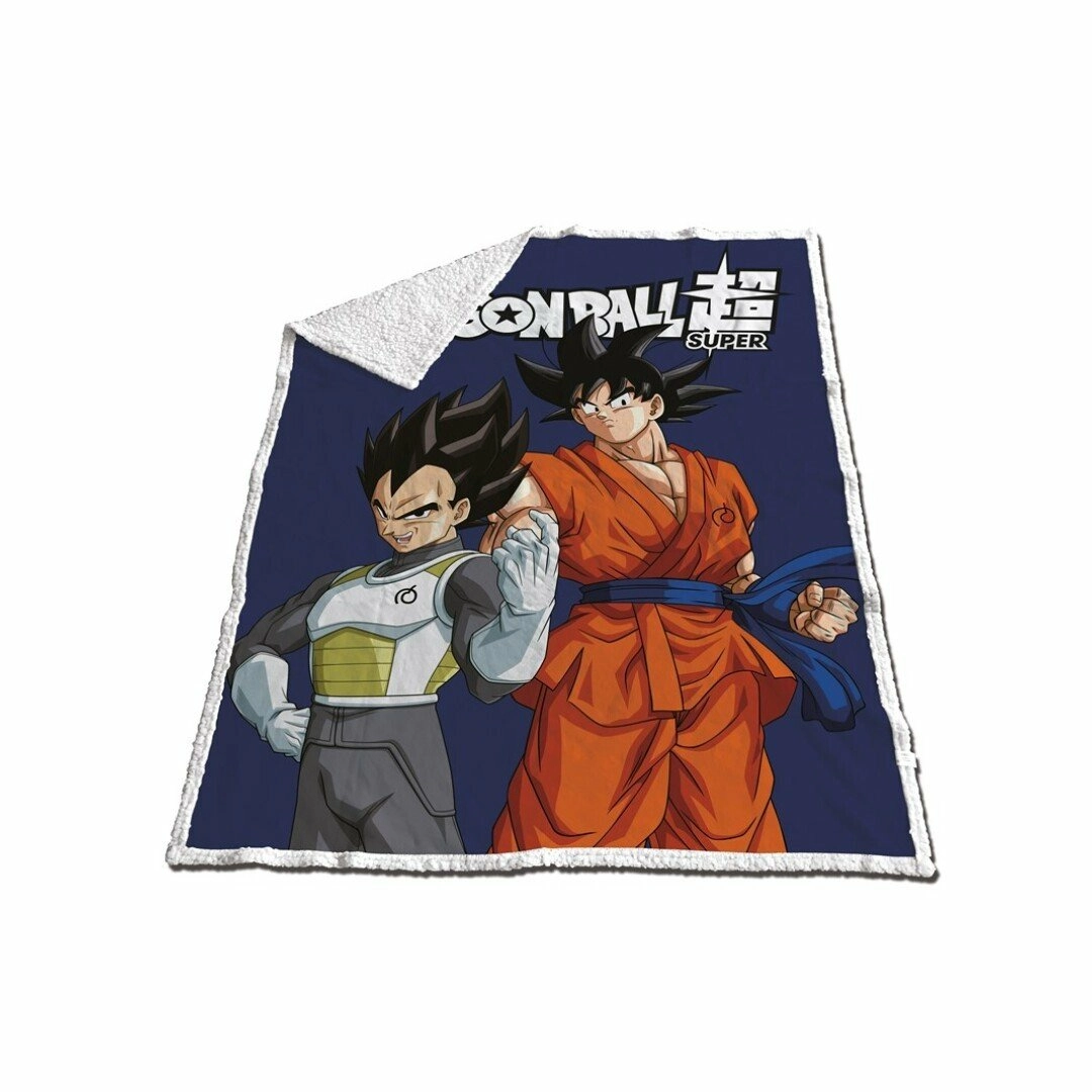 Dragon ball super - couverture sherpa 120x150cm - son goku & vegeta