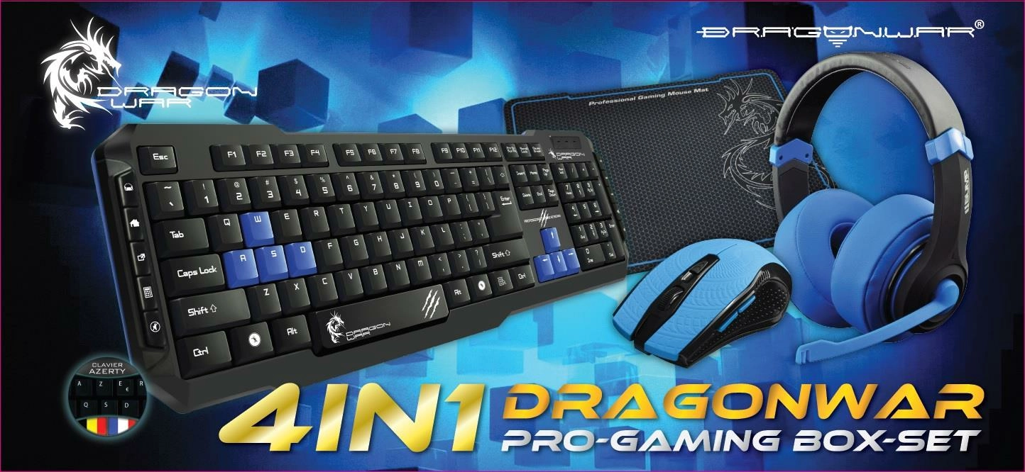 Dragonwar 4 in 1 pro-gaming box-set azerty blue edition
