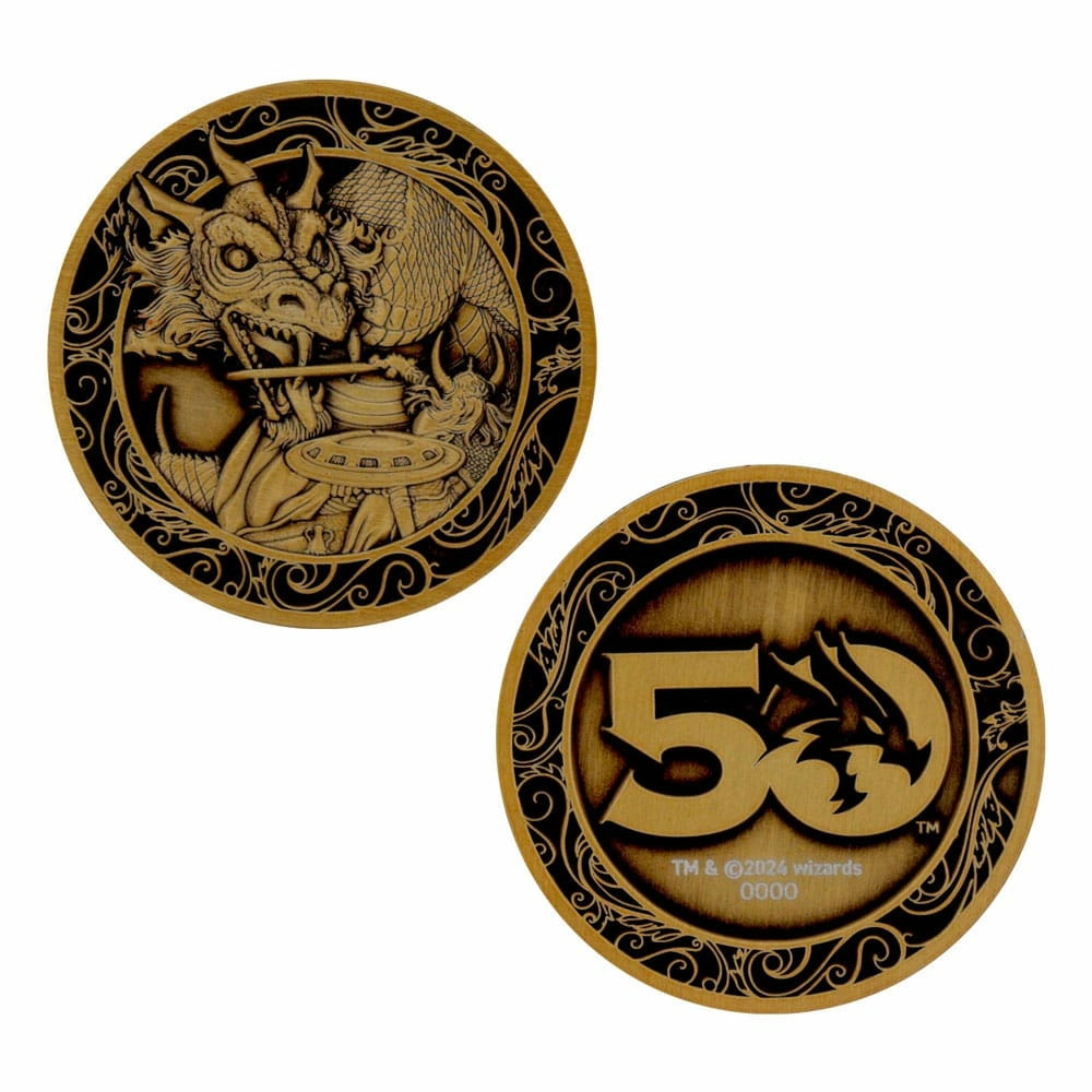 Dungeons & dragons pièce de collection 50th anniversary antique gold edition 4 cm