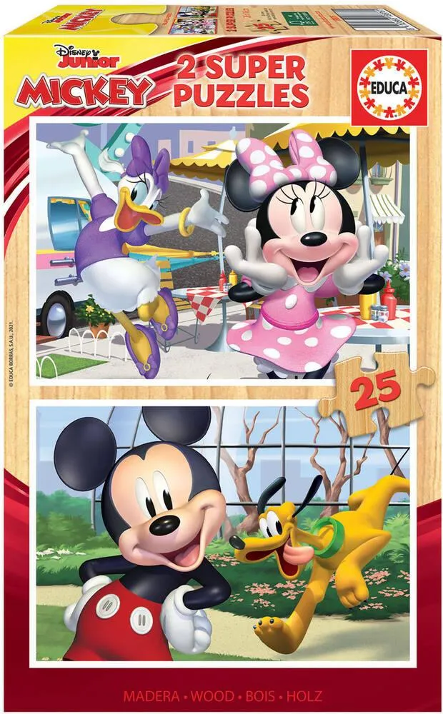 2 PUZZLES DE 25 PIECES - BOIS - MICKEY ET FRIENDS