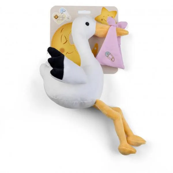 BABYCARE - CIGOGNES ET LAPIN ROSE - 22 CM