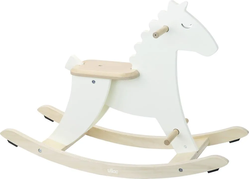 HUDADA CHEVAL À BASCULE IVOIRE AVEC ARCEAU EN BOIS