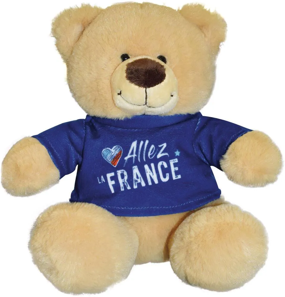 MESSAGE ALLEZ LA FRANCE PELUCHE OURS : 25CM