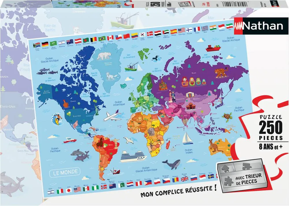 PUZZLE 250 PIECES - CARTE DU MONDE