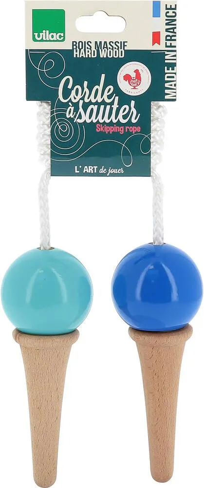 CORDES À SAUTER GLACE BI-GOÛT BLEUE EN BOIS