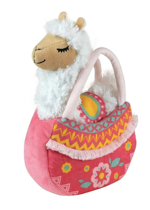 LAMA PELUCHE DANS SAC : 24CM