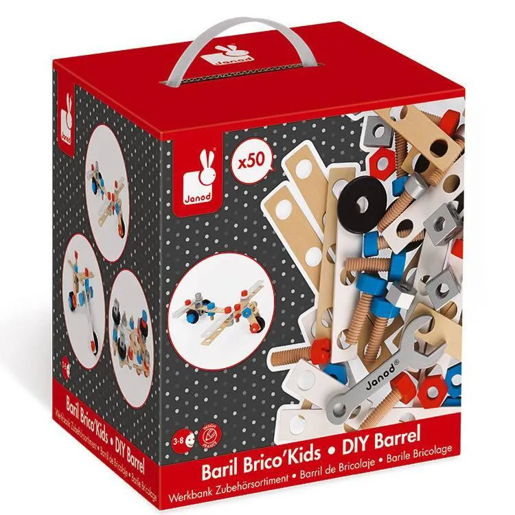 BARIL BRICO'KIDS 50 PIECES - EN BOIS
