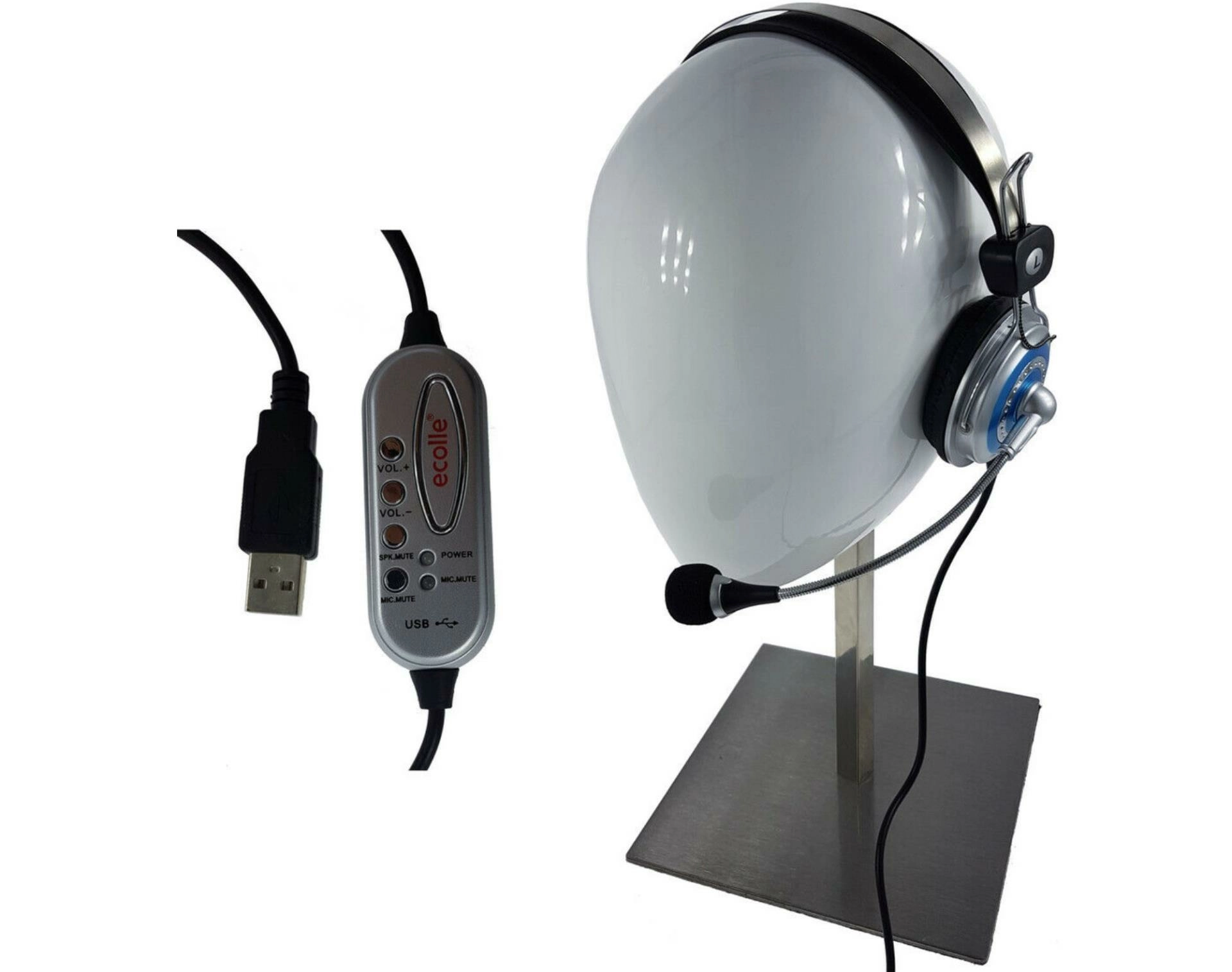 Ecolle - casque filaire stéréo usb pour centre d'appel