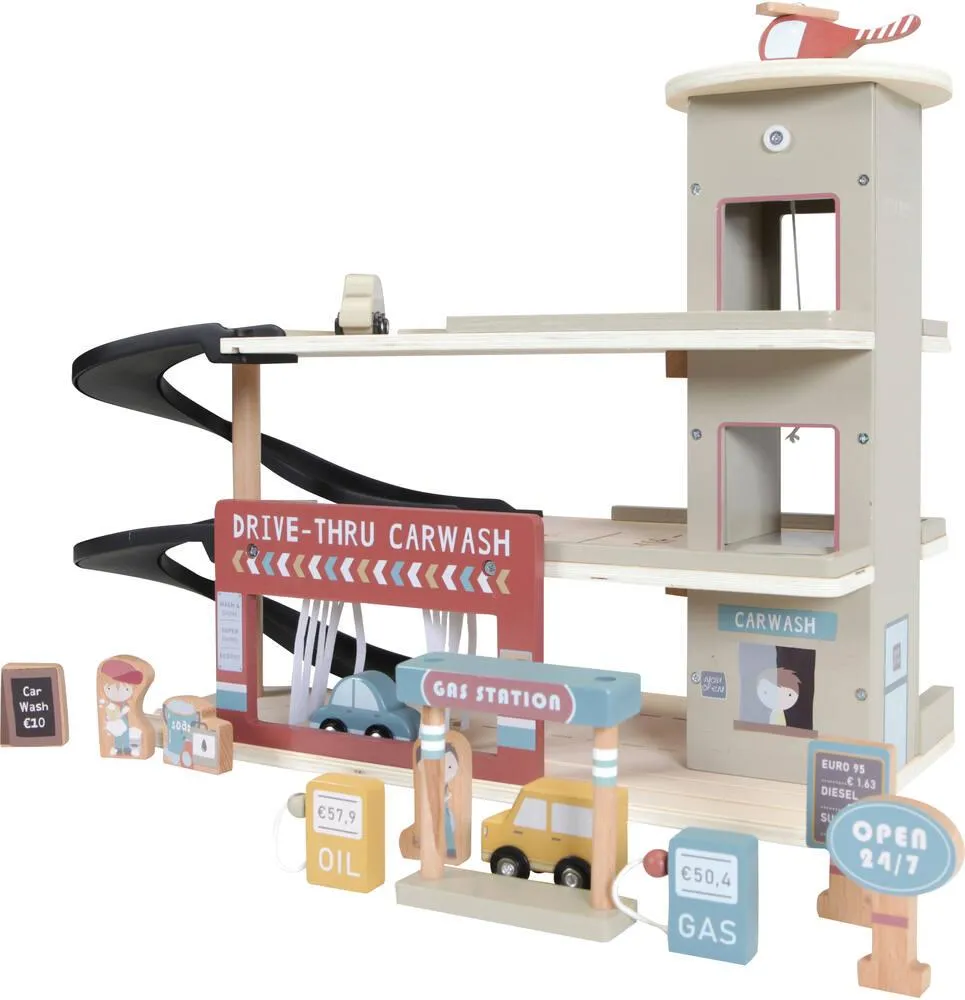 LITTLE DUTCH - CIRCUIT TRAIN EN BOIS - GARAGE