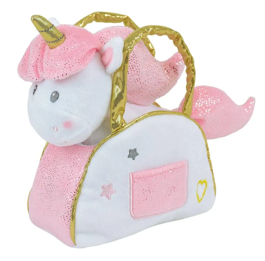 LICORNE PELUCHE : 21 CM DANS SAC A MAIN