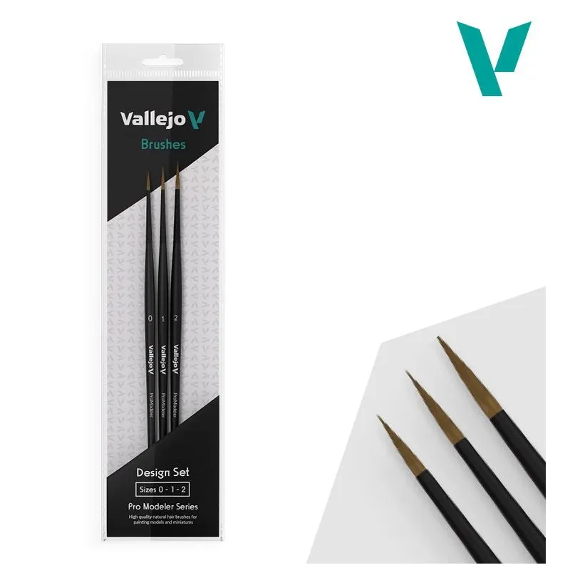 Ensemble de brosses à poils naturels (0, 1 et 2). VALLEJO B01991