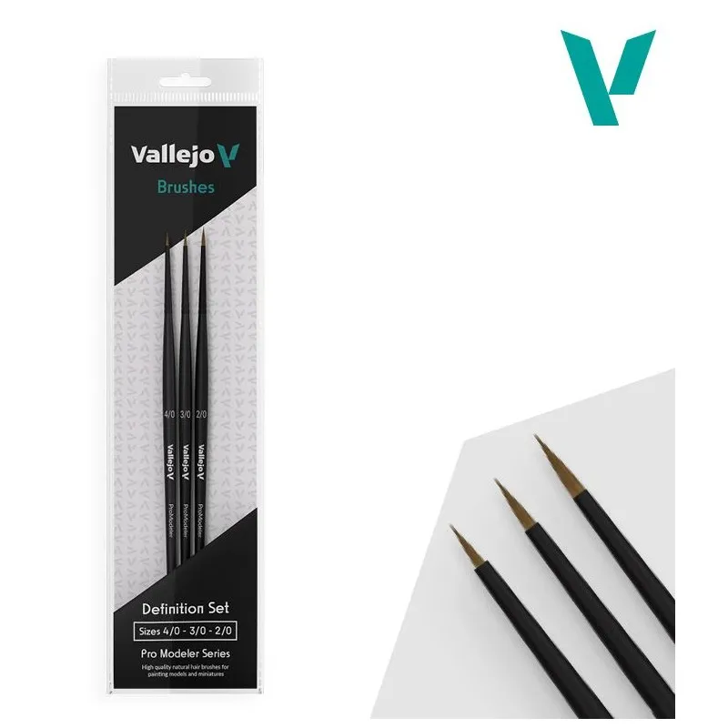 Ensemble de brosses à poils naturels (4/0, 3/0 et 2/0). VALLEJO B01990