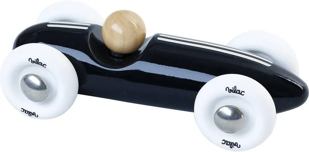 VOITURE DE COURSE VINTAGE GRAND PRIX EN BOIS -  NOIRE - PETIT MODELE