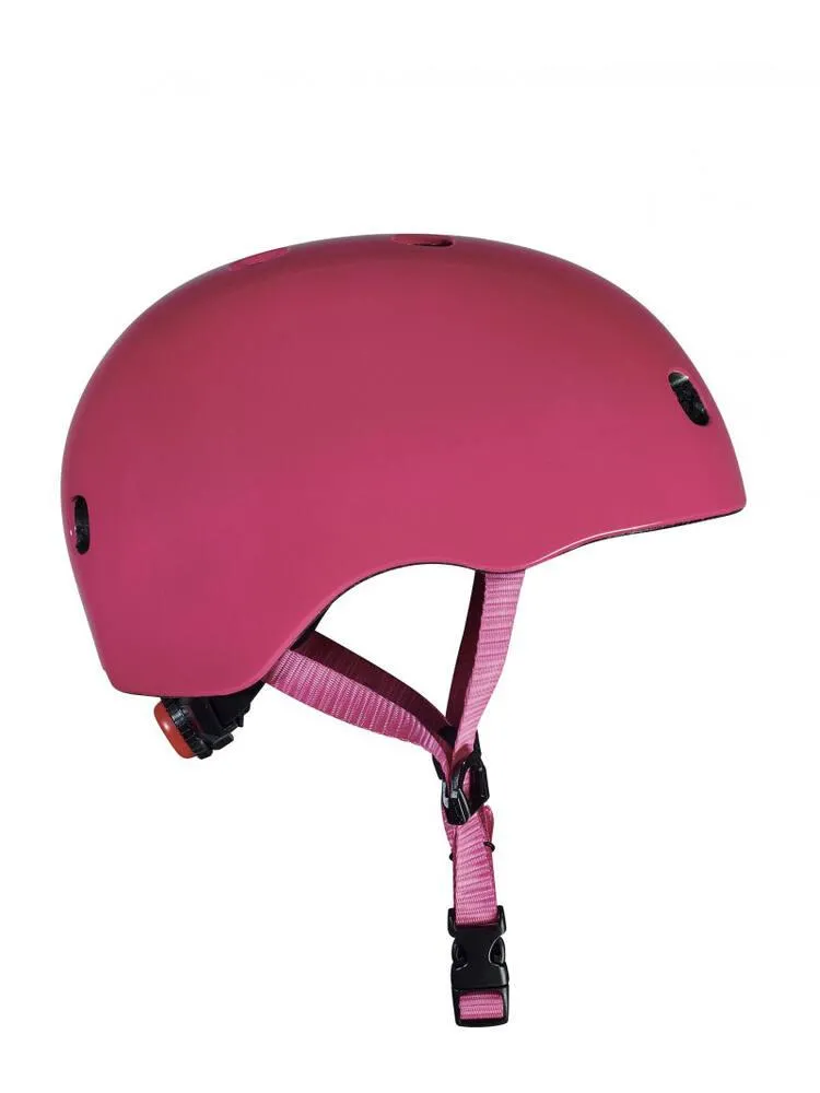 CASQUE FRAMBOISE BRILLANT - LUMIERE LED INTEGREE - TAILLE S